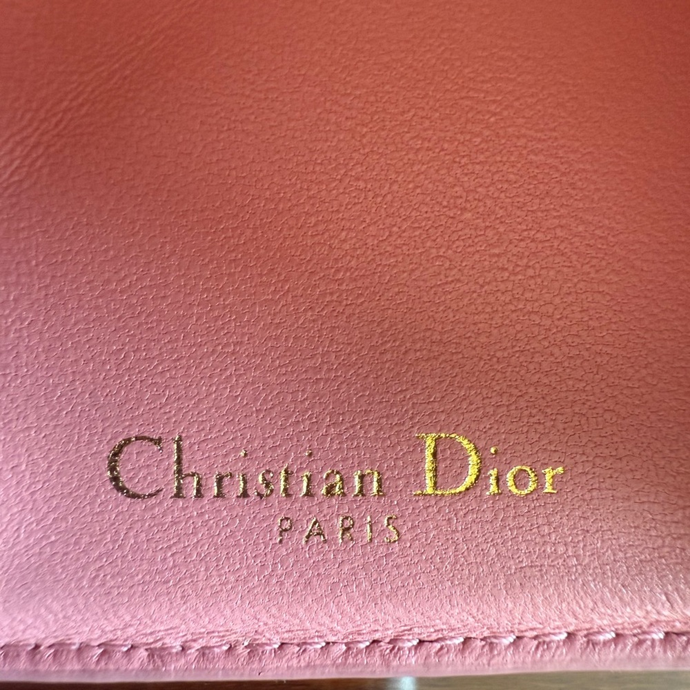 DIOR CARO COMPACT TRIFOLD COMPACT WALLET, PINK CALFSKIN LEATHER - Picture 7 of 14
